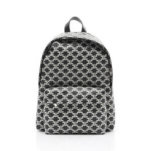Celine Triomphe backpack canvas leather black Ivory White
